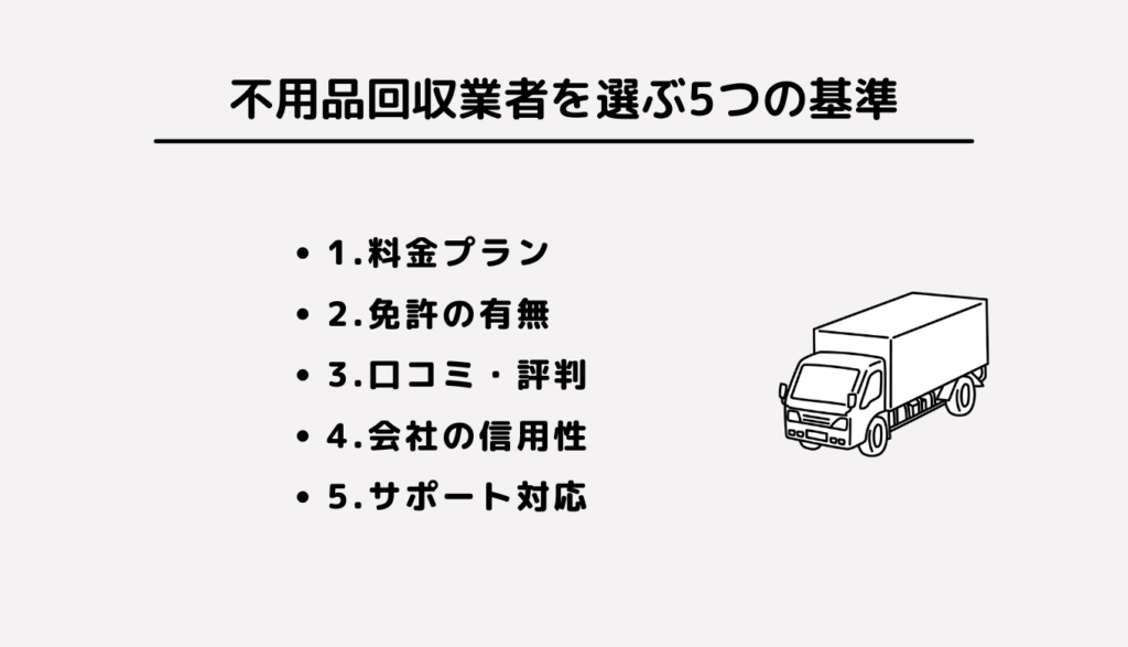 不用品回収業者を選ぶ5つの基準